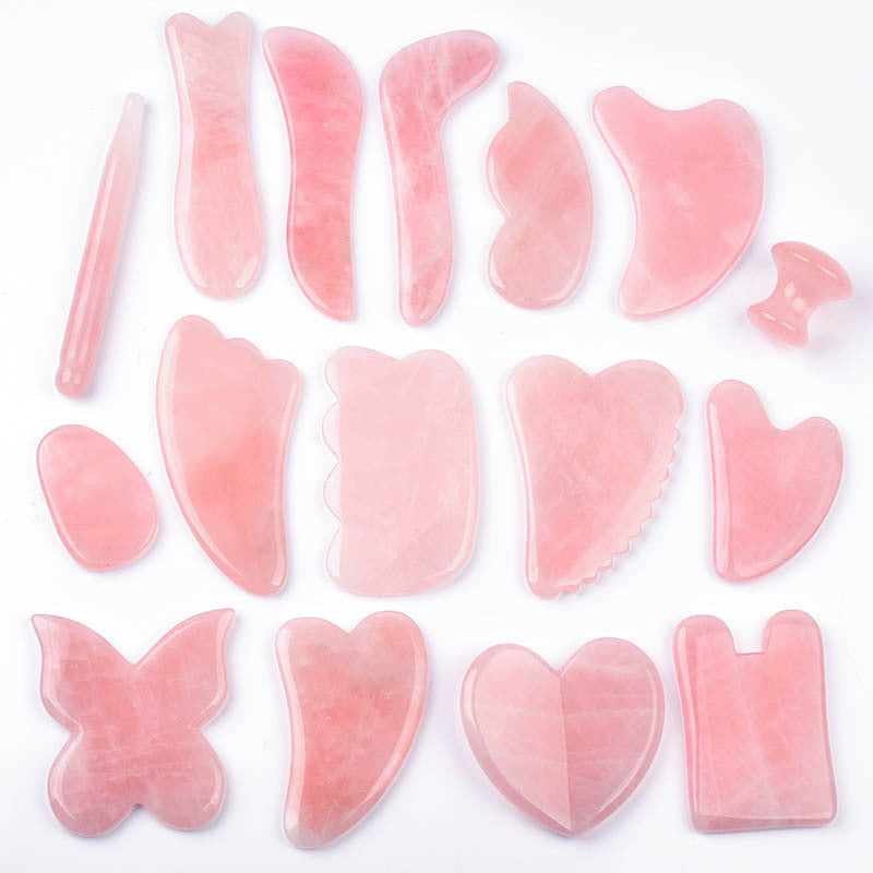 Auva Sculpt Set rose quartz gua sha and facial roller