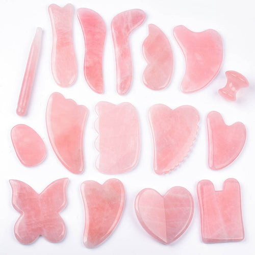 Auva Sculpt Set rose quartz gua sha and facial roller